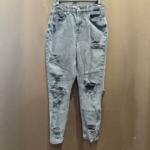 American Eagle Outfitters Ripped Faded Black Curvy Mom Jeans, Size 4